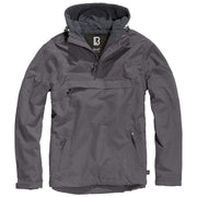 Chaqueta cortavientos Brandit antracita con capucha, talla M