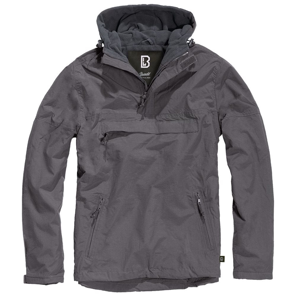Chaqueta cortavientos Brandit antracita con capucha, talla M