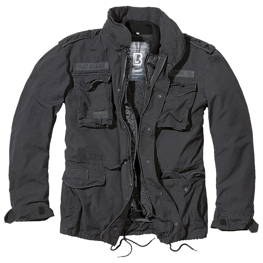 Chaqueta M65 Giant negra con forro acolchado desmontable y pelo sintético