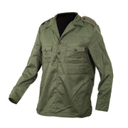 Blusa militar búlgara verde con hombreras tricolor y 3 botones, original