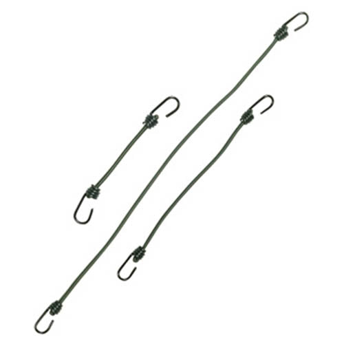 Cuerda elástica verde 8 mm con ganchos recubiertos, 45 cm