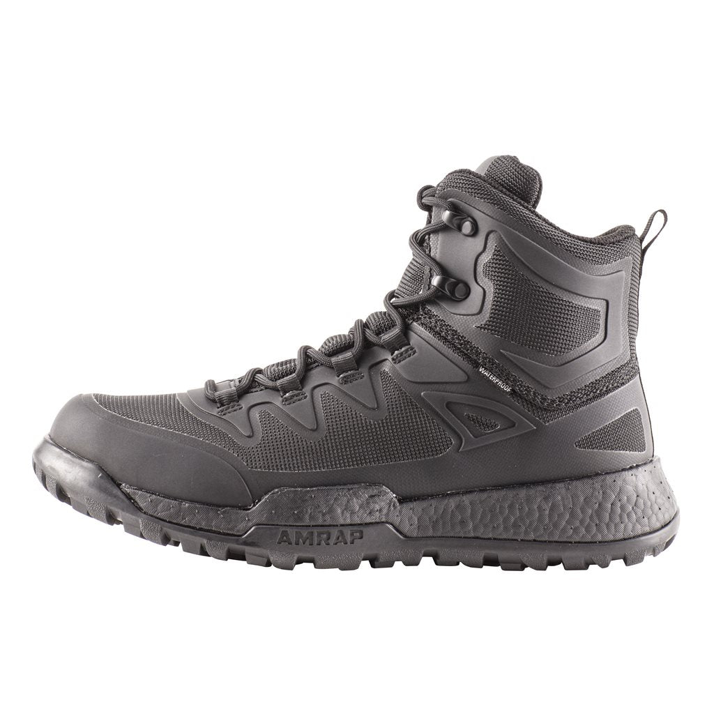 Botas tácticas AMRAP VAPOR negras con cremallera YKK, resistentes al agua y entresuela de TPU