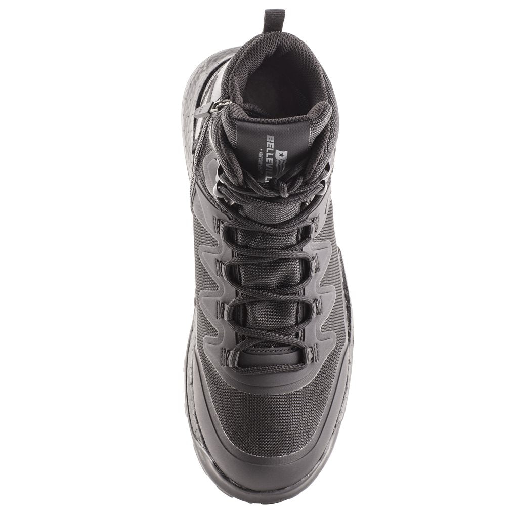 Botas tácticas AMRAP VAPOR negras con cremallera YKK, resistentes al agua y entresuela de TPU