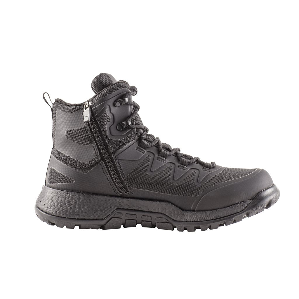 Botas tácticas AMRAP VAPOR negras con cremallera YKK, resistentes al agua y entresuela de TPU