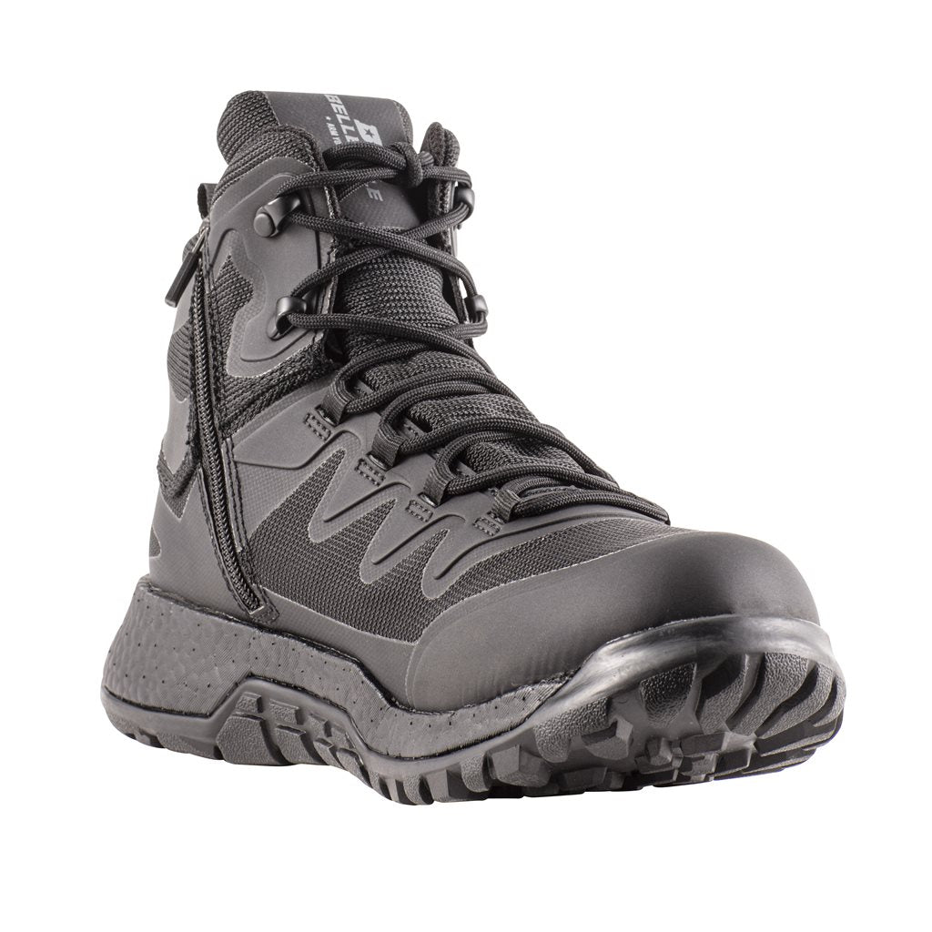 Botas tácticas AMRAP VAPOR negras con cremallera YKK, resistentes al agua y entresuela de TPU