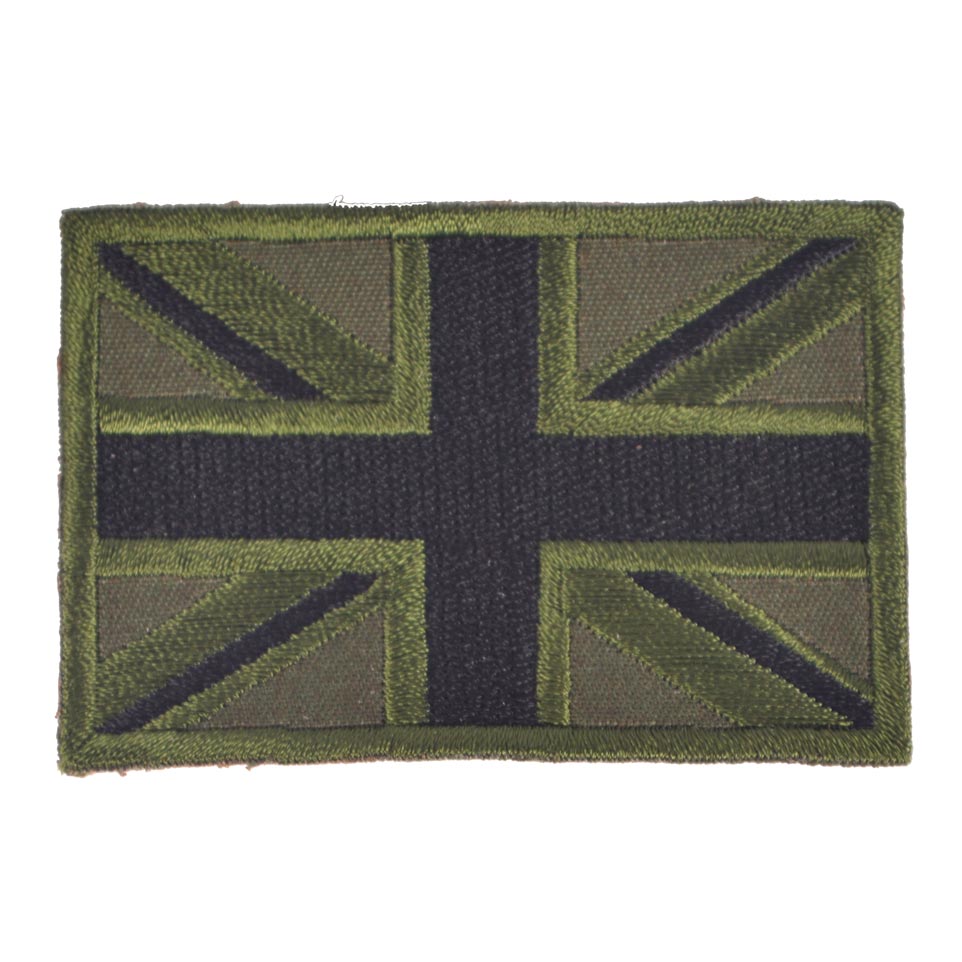 Parche Union Jack grande color oliva 6,8 x 4,6 cm