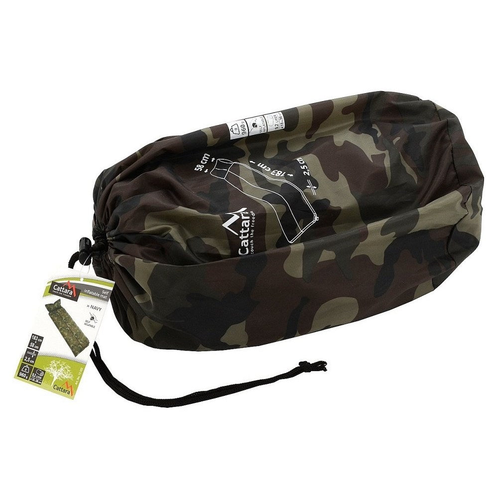 Colchoneta autoinflable WOODLAND con almohada, 183 x 58 cm, 2,5 cm de grosor