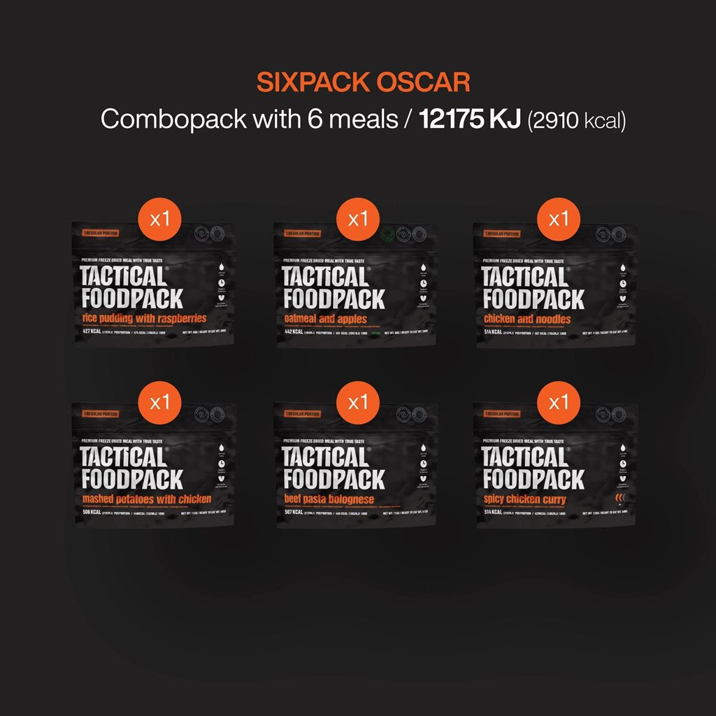 SIXPACK OSCAR pack de 6 comidas liofilizadas de Tactical Foodpack