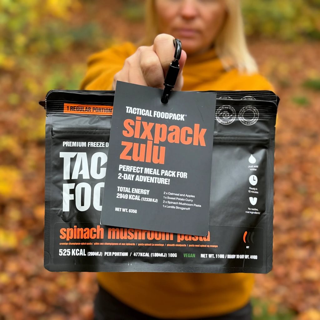 Paquete SIXPACK ZULU de 6 comidas liofilizadas veganas Tactical Foodpack