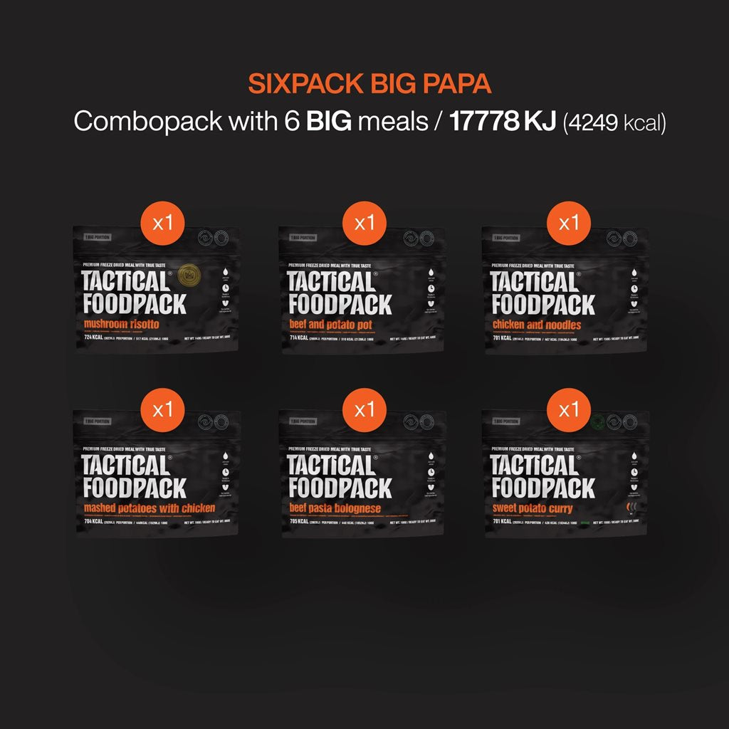 Paquete SIXPACK BIG PAPA - 6 raciones de comida liofilizada Tactical Foodpack