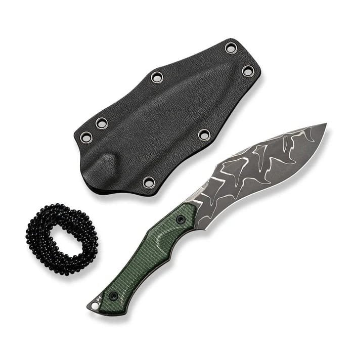 Cuchillo fijo VAQUITA II de acero damasco con funda de cuello