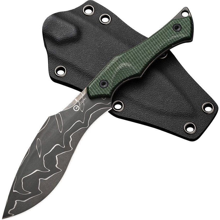 Cuchillo fijo VAQUITA II de acero damasco con funda de cuello