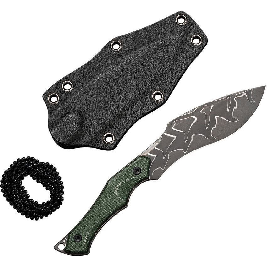 Cuchillo fijo VAQUITA II de acero damasco con funda de cuello