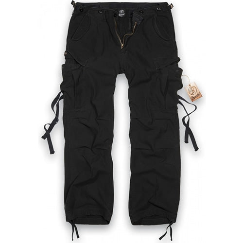 Pantalones M65 vintage negros con bolsillos cargo