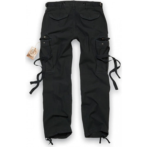 Pantalones M65 para mujer en negro, corte amplio con bolsillos de solapa y cierres a presión