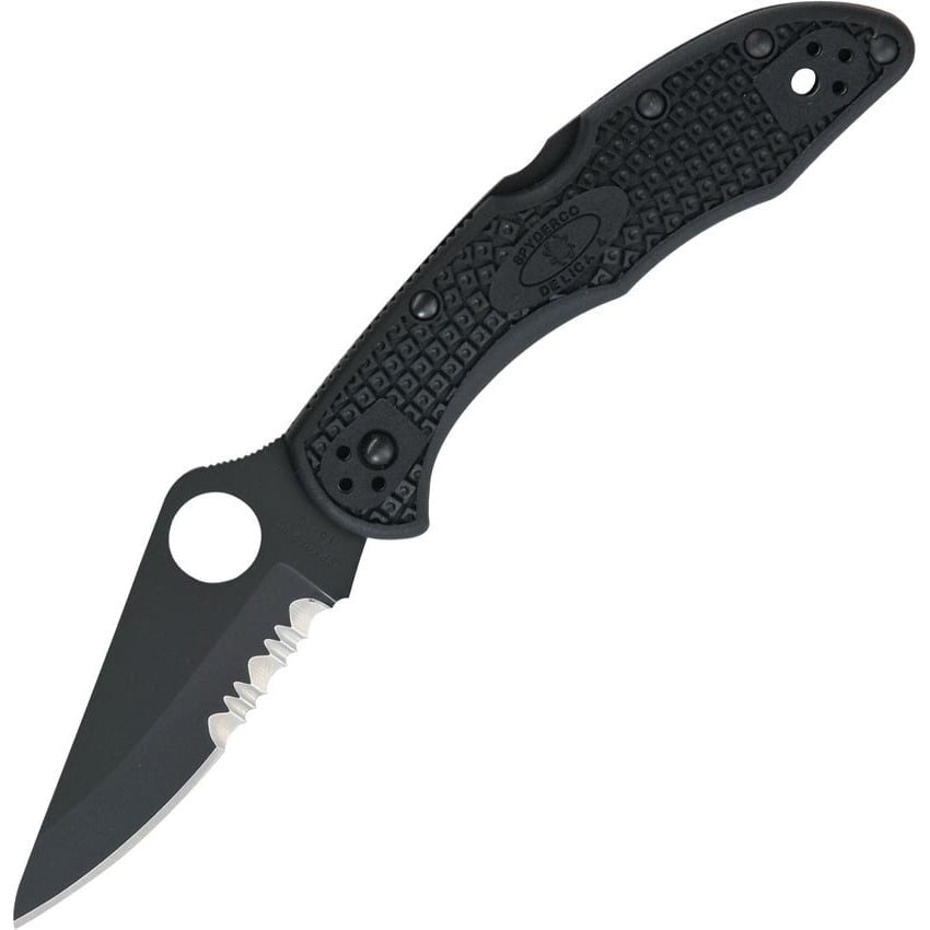 Cuchillo plegable DELICA® 4 negro, filo combinado, compacto y ligero. Hecho en Japón