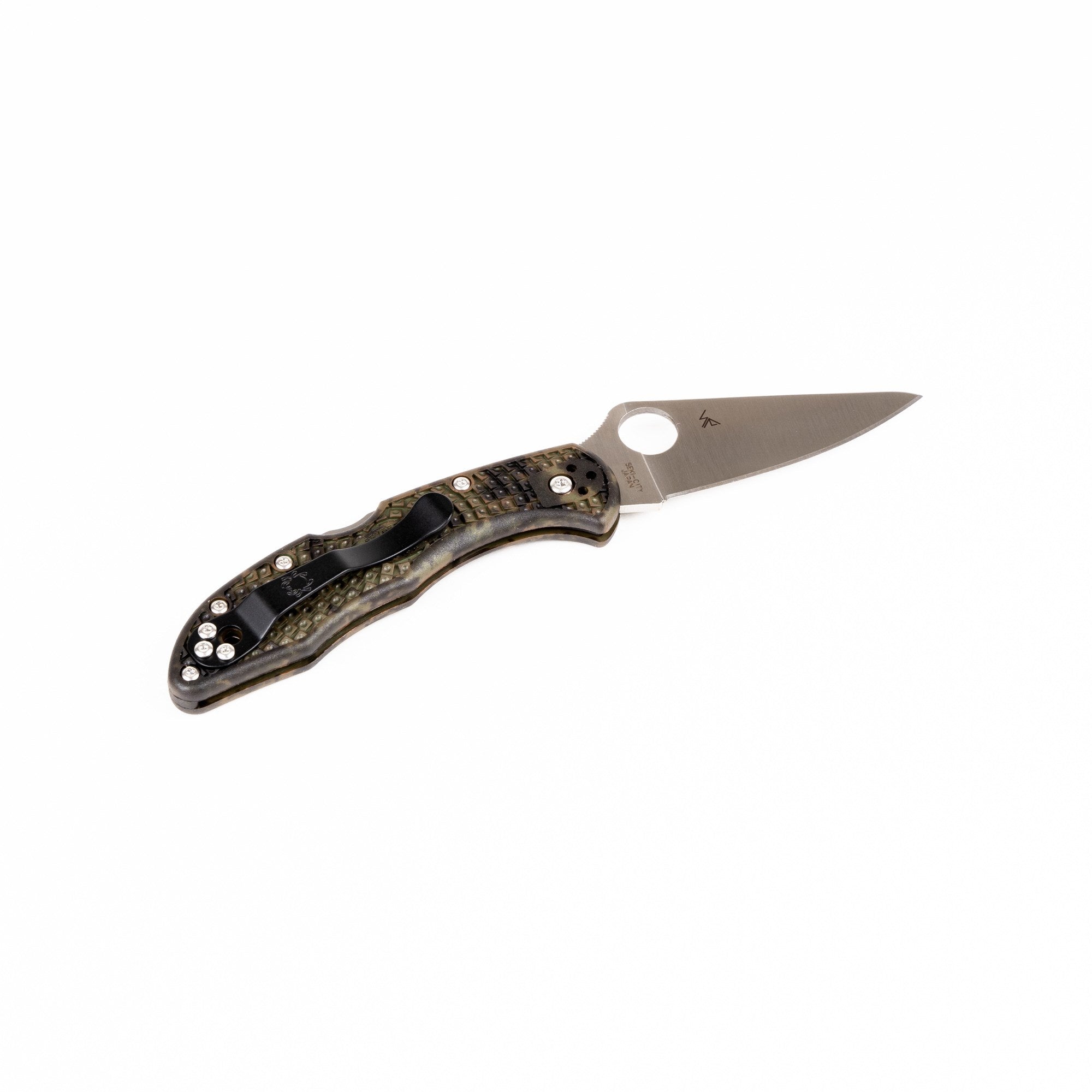 Navaja plegable DELICA® 4 ZOME verde con empuñadura multicolor