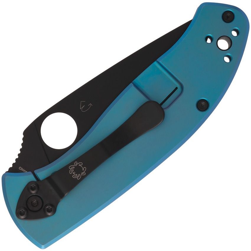 Navaja Spyderco Tenacious R.I.L. titan azul con hoja 8Cr13MoV y recubrimiento negro
