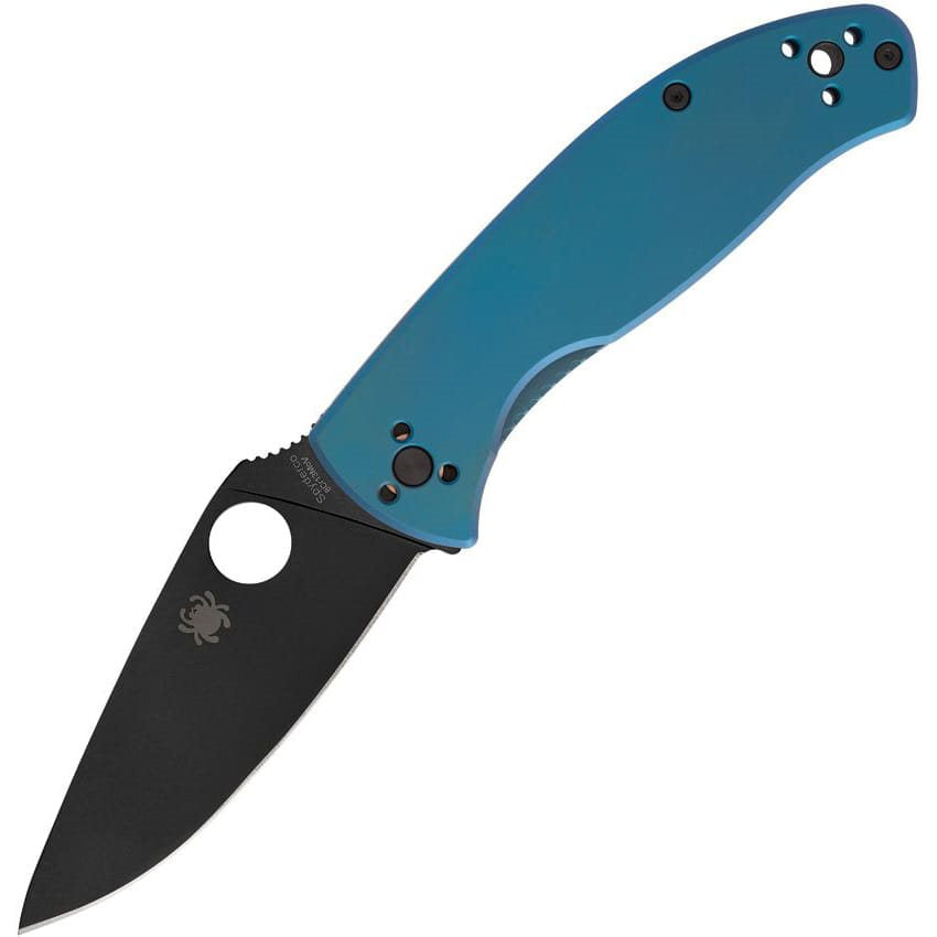 Navaja Spyderco Tenacious R.I.L. titan azul con hoja 8Cr13MoV y recubrimiento negro