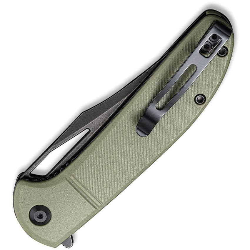 Cuchillo plegable ORTIS verde con hoja Clip Point en acero 9Cr18MoV y acabado stonewash