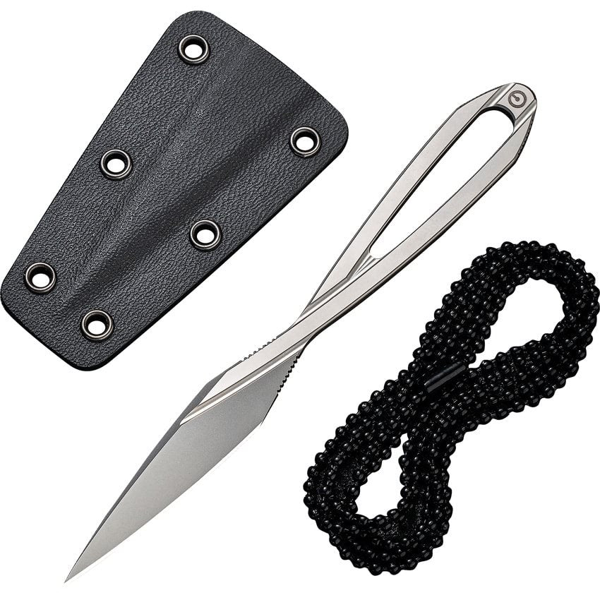 Cuchillo D-ART plateado con funda kydex negra