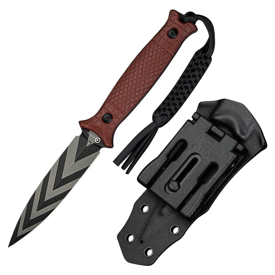 Cuchillo PERFRICO BURGUNDY con funda kydex negra y cordón de seguridad