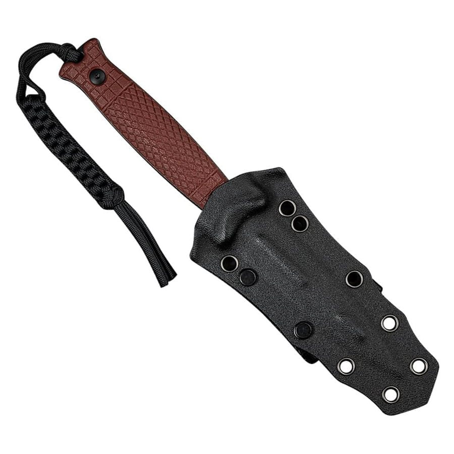 Cuchillo PERFRICO BURGUNDY con funda kydex negra y cordón de seguridad