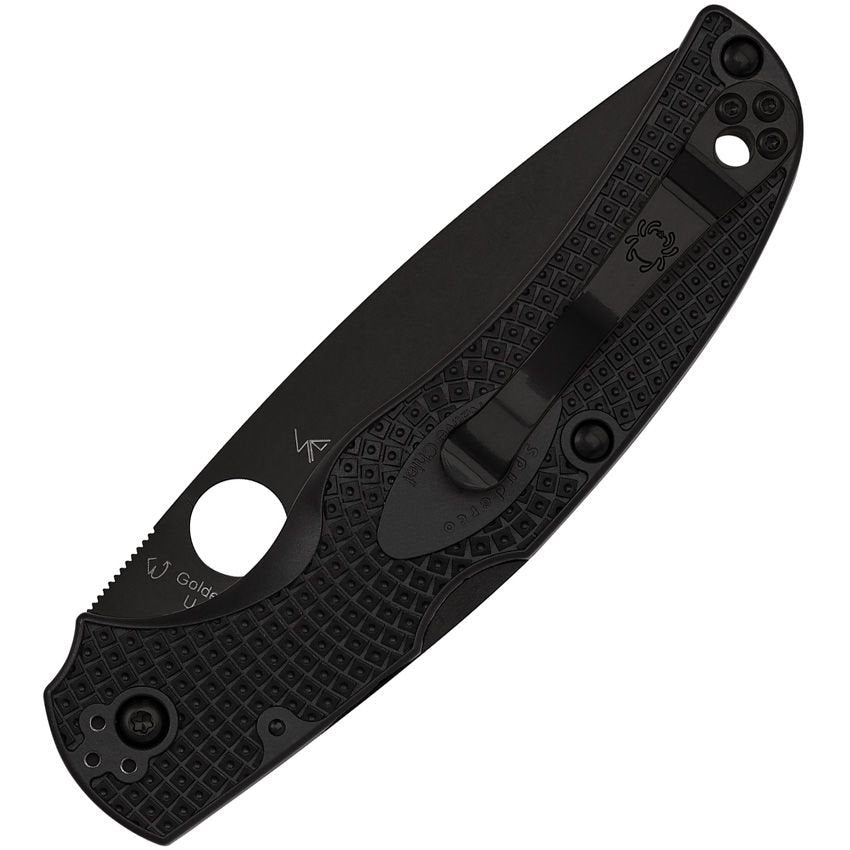 Navaja NATIVE CHIEF™ plegable acabado negro con hoja lisa y empuñadura FRN texturada