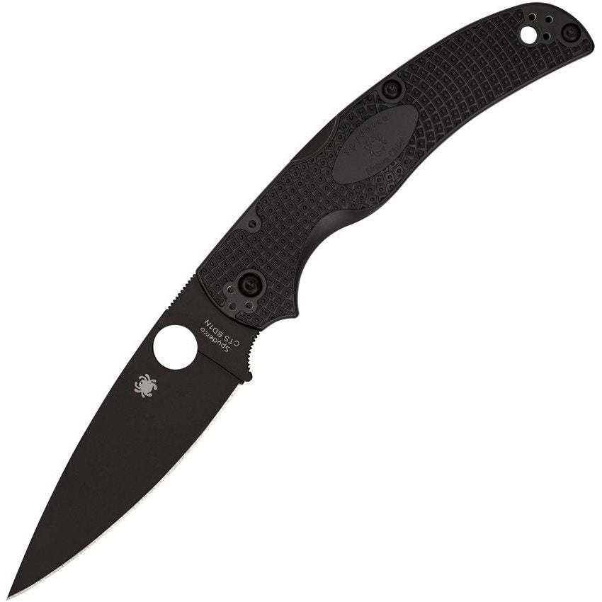Navaja NATIVE CHIEF™ plegable acabado negro con hoja lisa y empuñadura FRN texturada