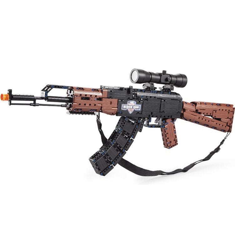 Kit construcción AK-47 de 738 piezas con mirilla y correa, réplica 82,7 x 10,4 x 31,5 cm