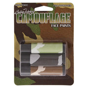 Pinturas de camuflaje WOODLAND negro, marrón y verde en envase plástico