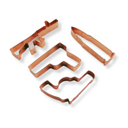 Set de 4 cortadores CALIBER en forma de fusil, pistola, revólver y bala