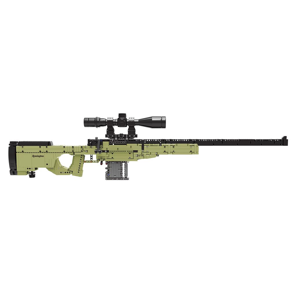 Kit SNIPER 1492 piezas: fusil ensamblable con visor, cerrojo y disparo de proyectiles de plástico, 105 cm