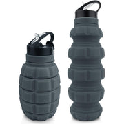 Botella plegable GRANÁT 580 ml gris de silicona