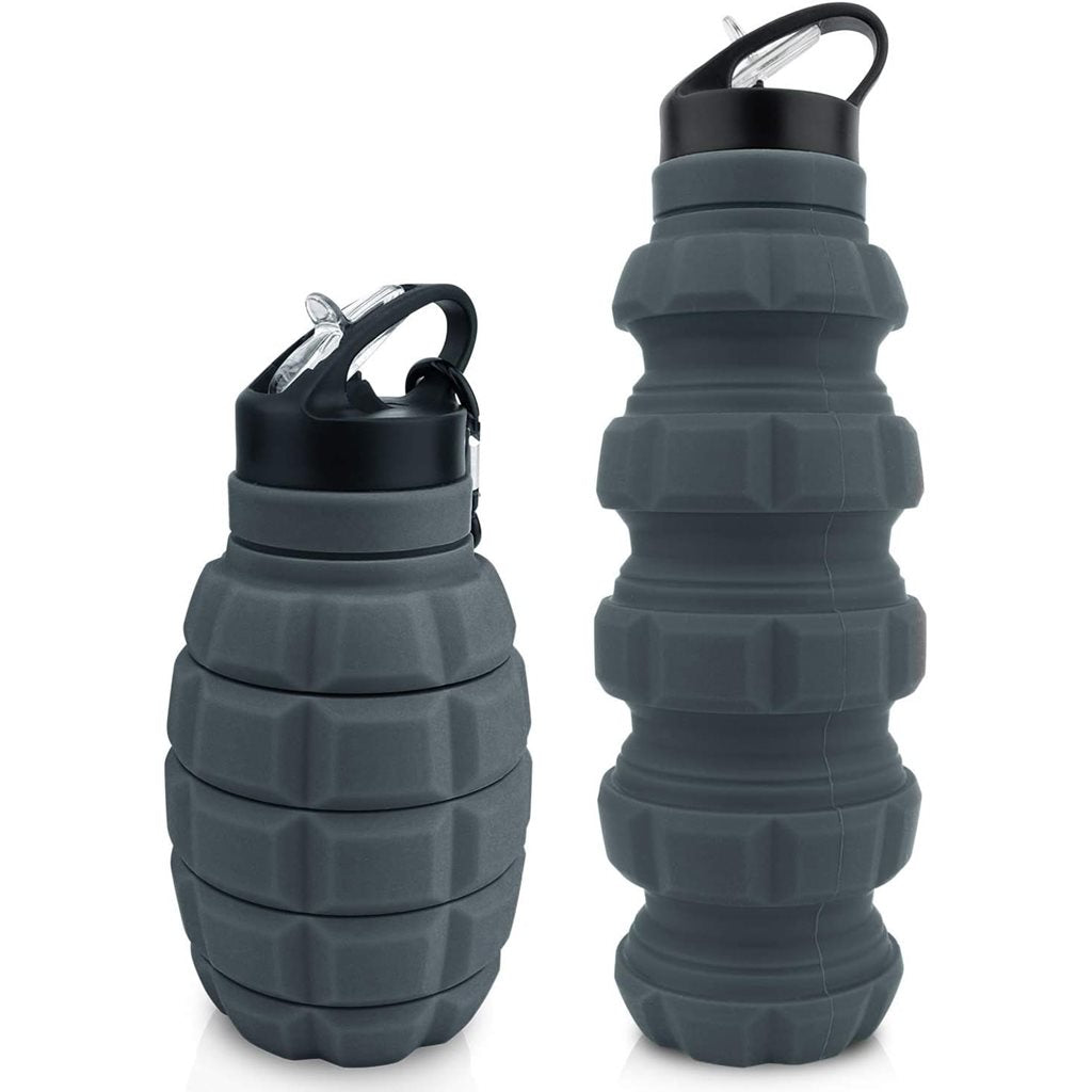 Botella plegable GRANÁT 580 ml gris de silicona