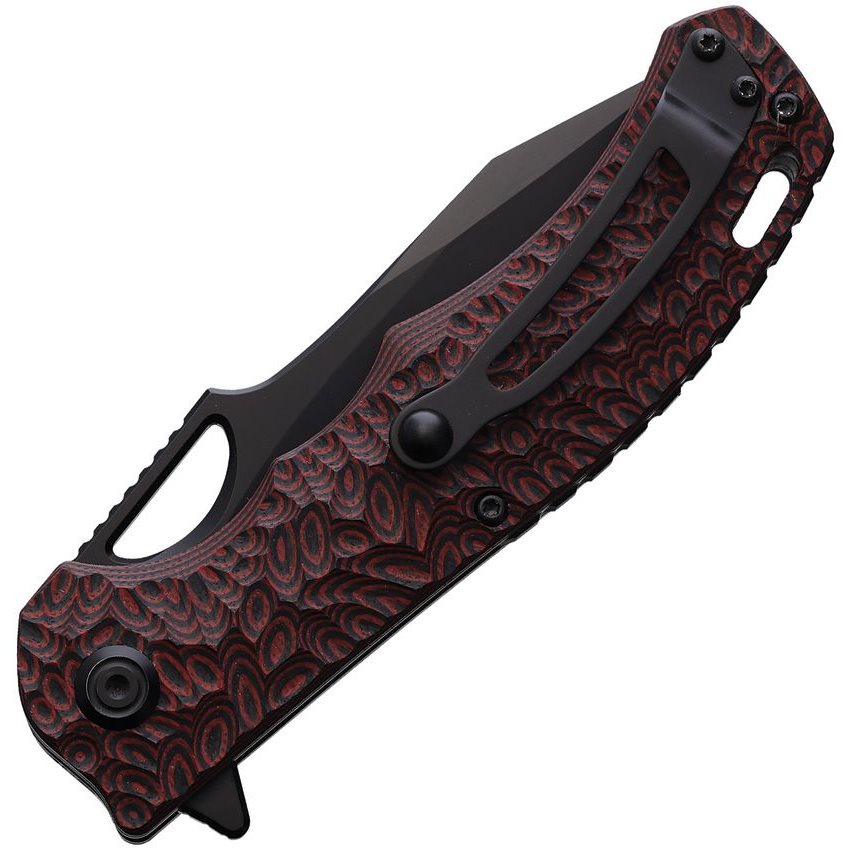 Navaja plegable NIGHTHAWK con hoja lisa en combinación rojo y negro
