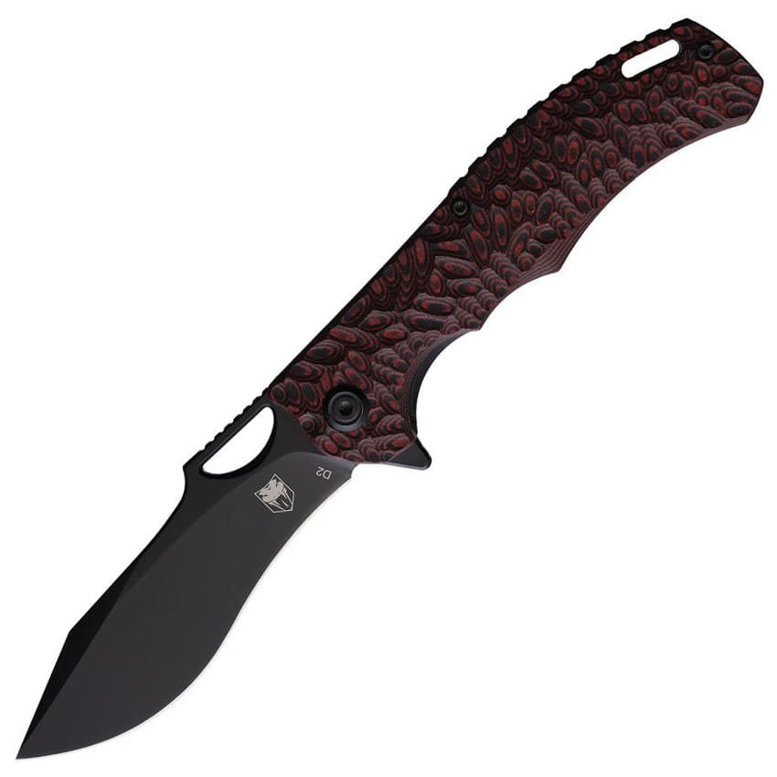 Navaja plegable NIGHTHAWK con hoja lisa en combinación rojo y negro