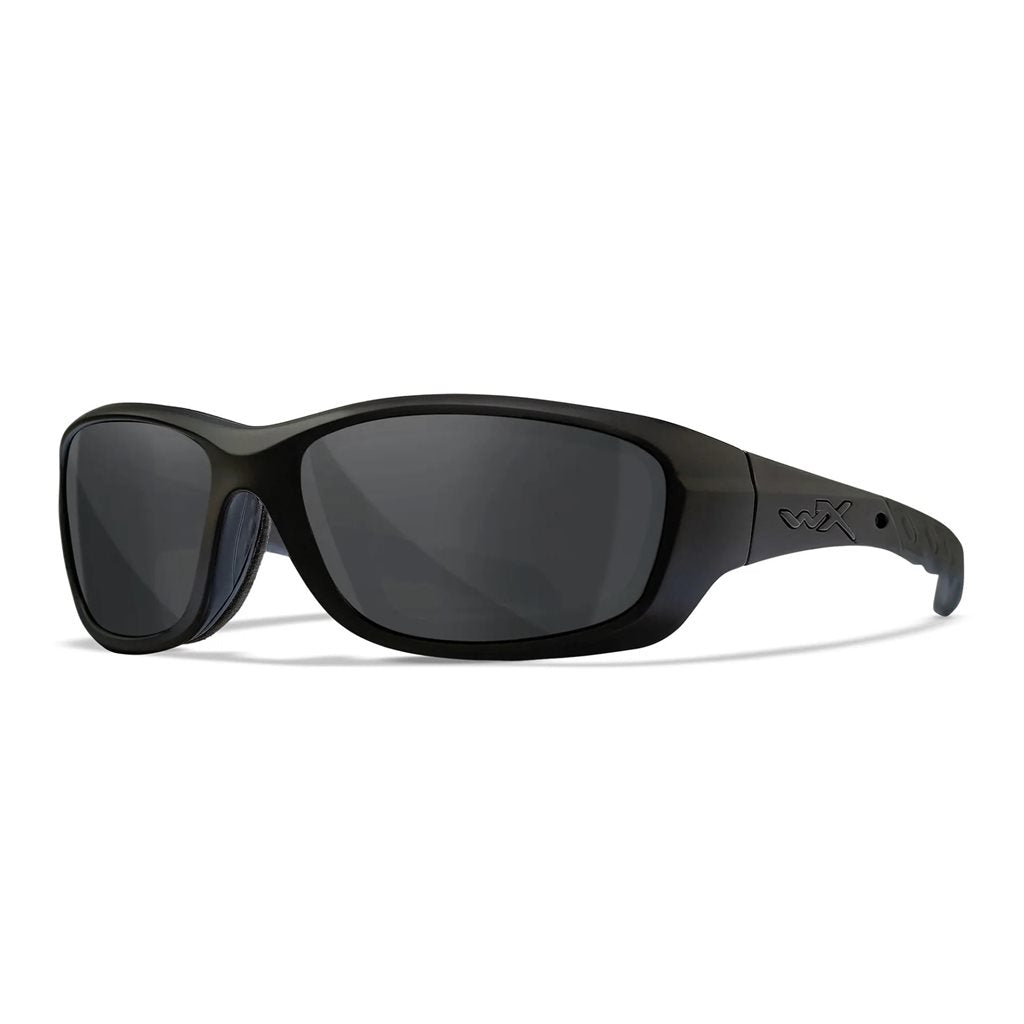 Gafas de tiro WX GRAVITY con montura negra y lentes ahumadas