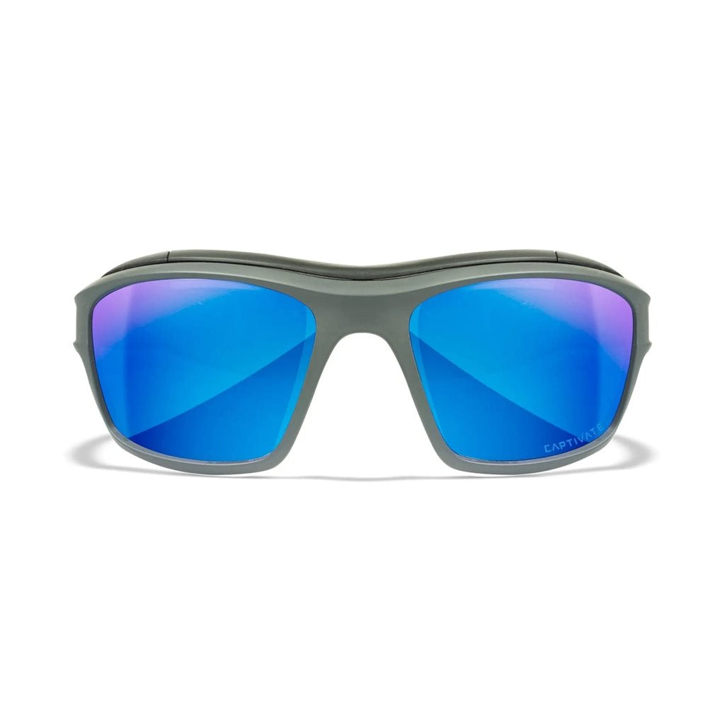 Gafas de tiro WX OZONE marco gris con lentes polarizadas azules CAPTIVATE™