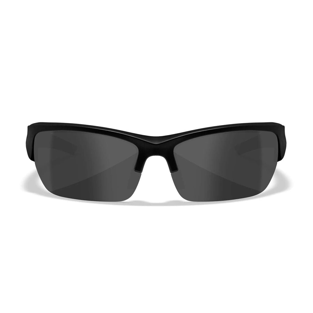 Gafas de tiro WX VALOR con 3 lentes y marco TAN, detalle del diseño curvado y material Triloid