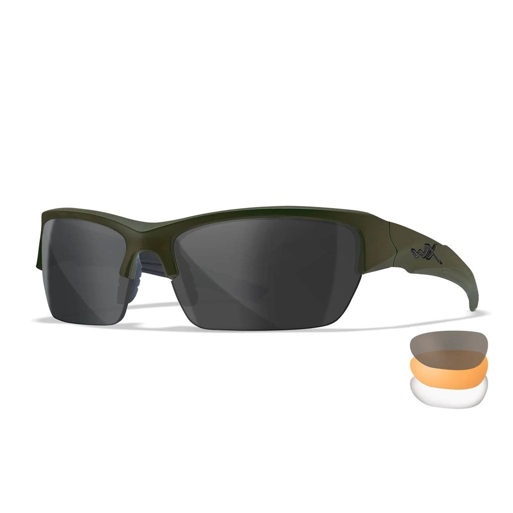 Gafas de tiro WX VALOR con marco verde y set de 3 lentes