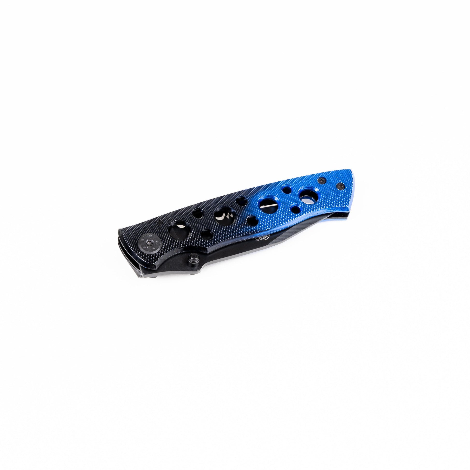 Navaja plegable Smith & Wesson CK111S, mango de aluminio azul y negro, hoja de acero 7Cr17 (56–58 HRC)