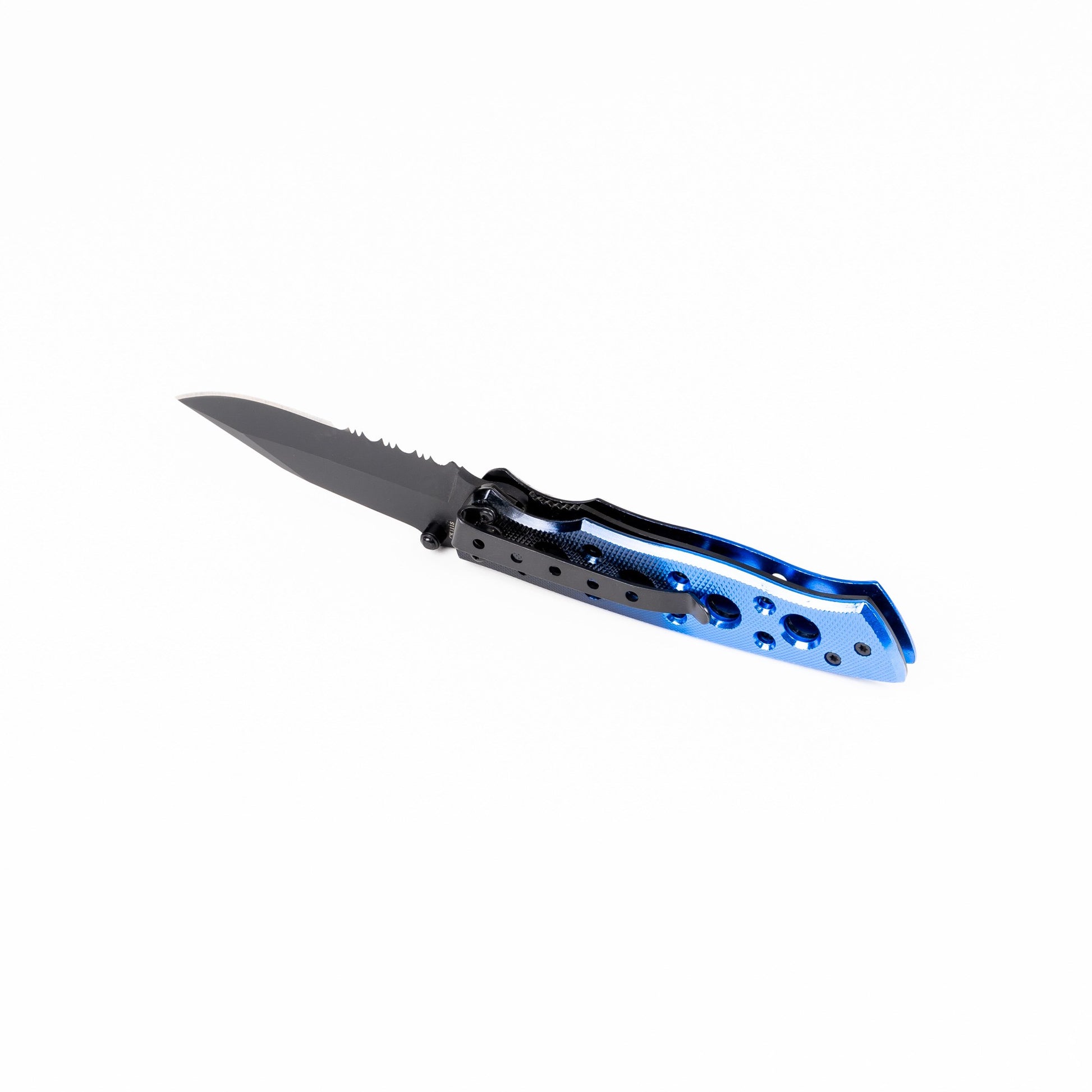 Navaja plegable Smith & Wesson CK111S, mango de aluminio azul y negro, hoja de acero 7Cr17 (56–58 HRC)