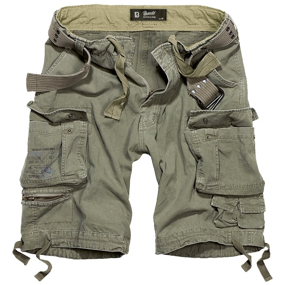Shorts cargo SAVAGE verdes con cinturón vintage y múltiples bolsillos