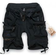 Bermudas cargo negras AVAGE con cinturón vintage y múltiples bolsillos
