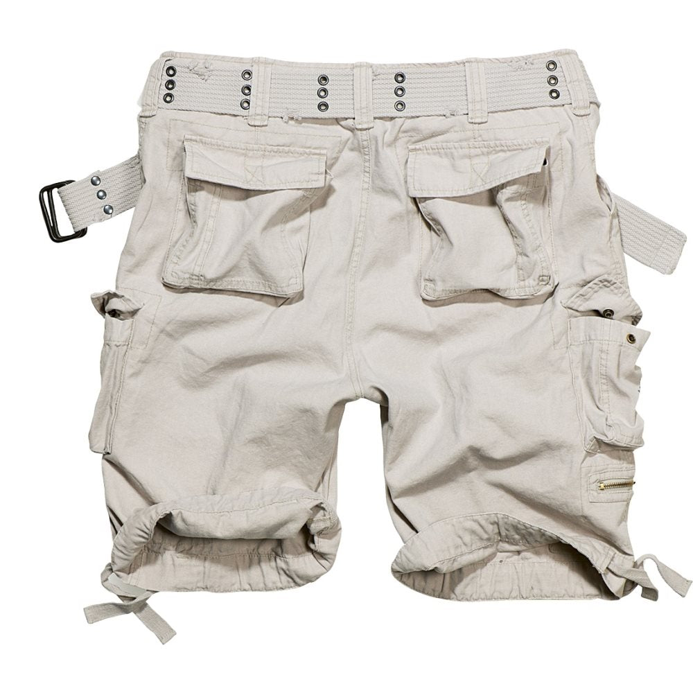 Bermudas cargo SAVAGE OLD WHITE con cinturón vintage y múltiples bolsillos