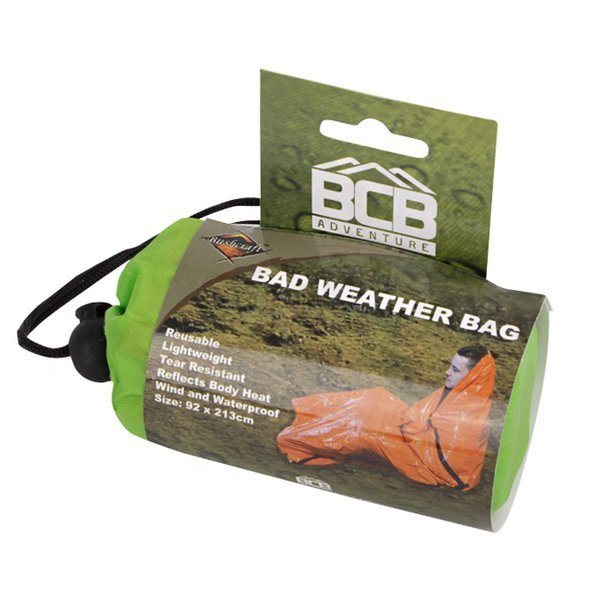 Manta térmica de emergencia BAD WEATHER naranja, ligera, cortaviento e impermeable
