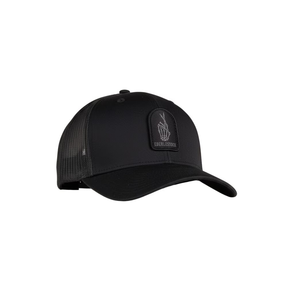 Gorra de béisbol LUCKY KNUCKLES negra en denim con malla trasera