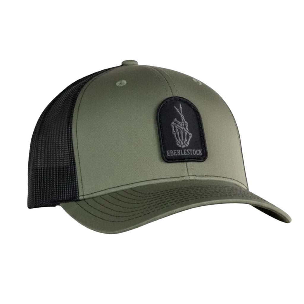 Gorra de béisbol LUCKY KNUCKLES verde loden con frontal de denim y malla trasera
