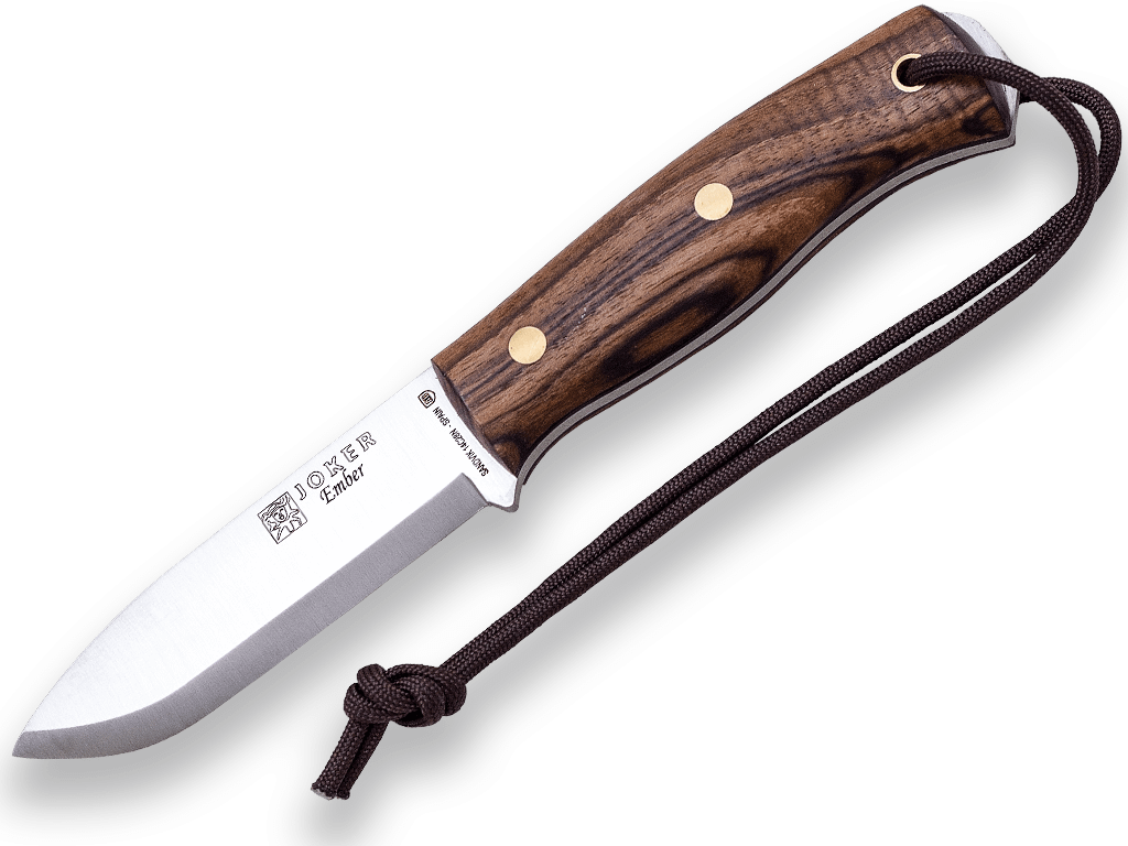CUCHILLO BUSHCRAFT Y SUPERVIVENCIA JOKER EMBER SCANDI CACHAS EN NOGAL CN122-P - Espadas y Más